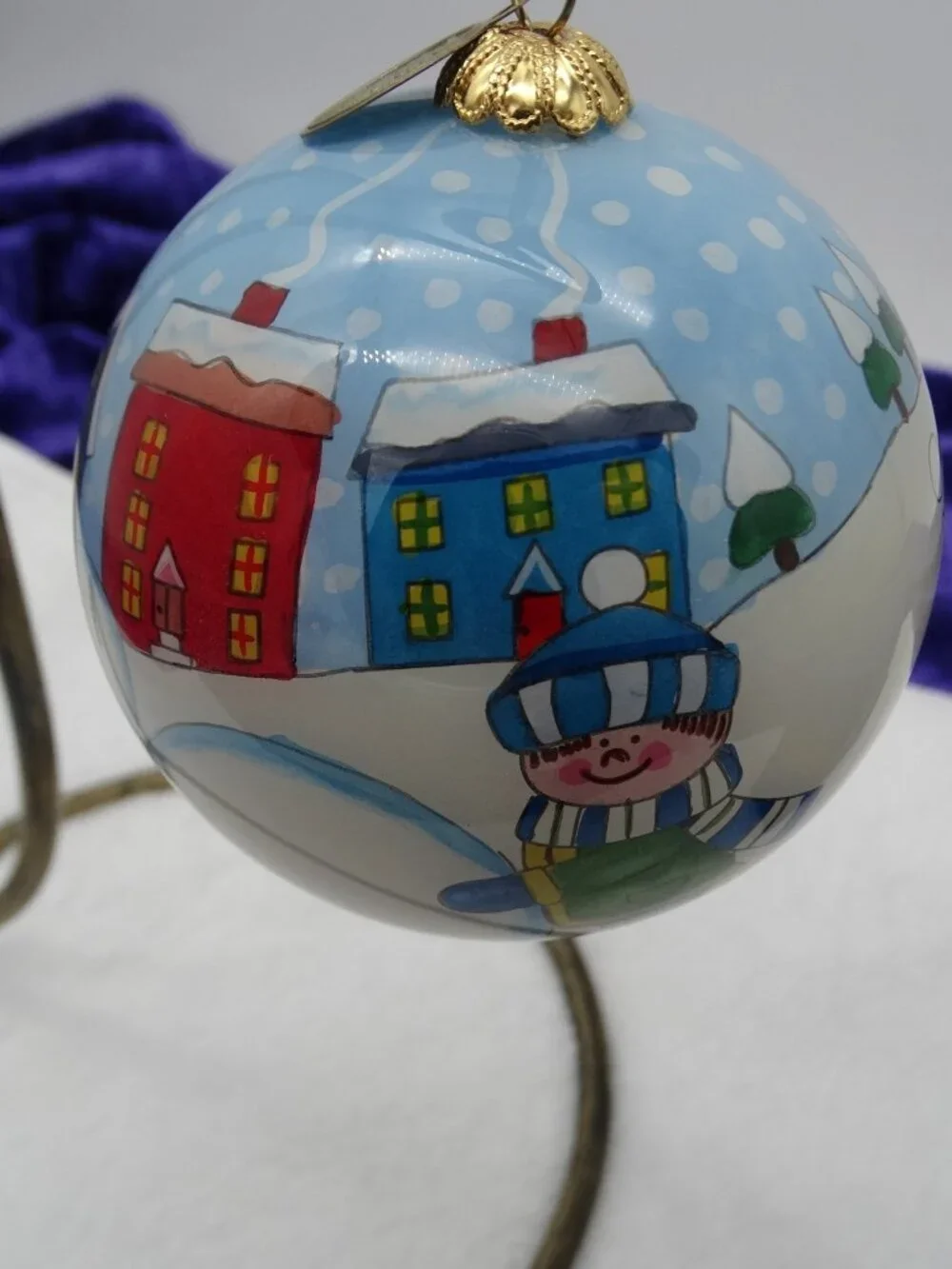 Pier 1 Snowman and Kids Li Bien Christmas Ornament 2015 with Box
